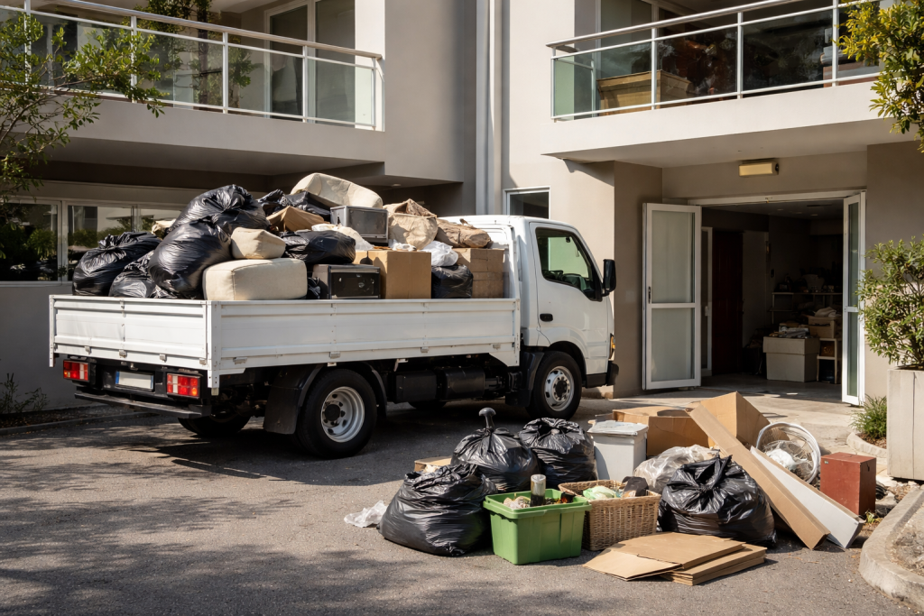 Waste being removed from an apartment
